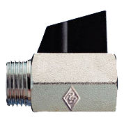 Кран шаровой Rubinetterie Bresciane MINI-LUX с алюминиевой рукояткой, резьба вн/нар, 1/2"