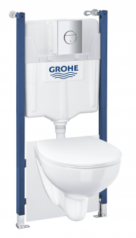 Система инсталляции GROHE QuickFix Solido 5 в 1 для подвесного унитаза, альпин-белый