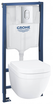 Система инсталляции, GROHE QuickFix Solido, 5 в 1, подвесной унитаз Euro Ceramic